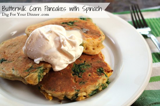 Buttermilk Corn Pancakes with Spinach