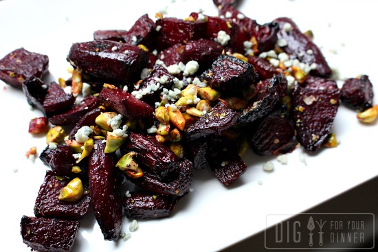 Roasted Beets Tossed in Balsamic Vinegar with Pistachios
